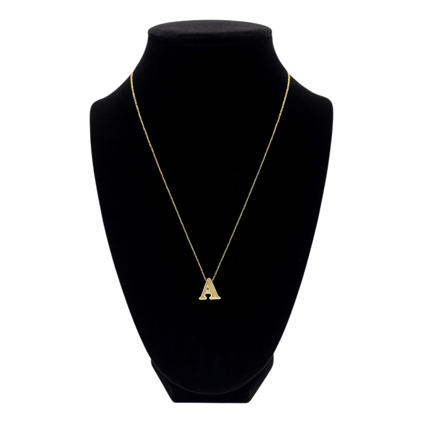 14K Gold Puffy Initial Necklace – Adjustable Length.