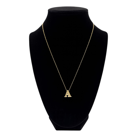 14K Gold Puffy Initial Necklace – Adjustable Length.