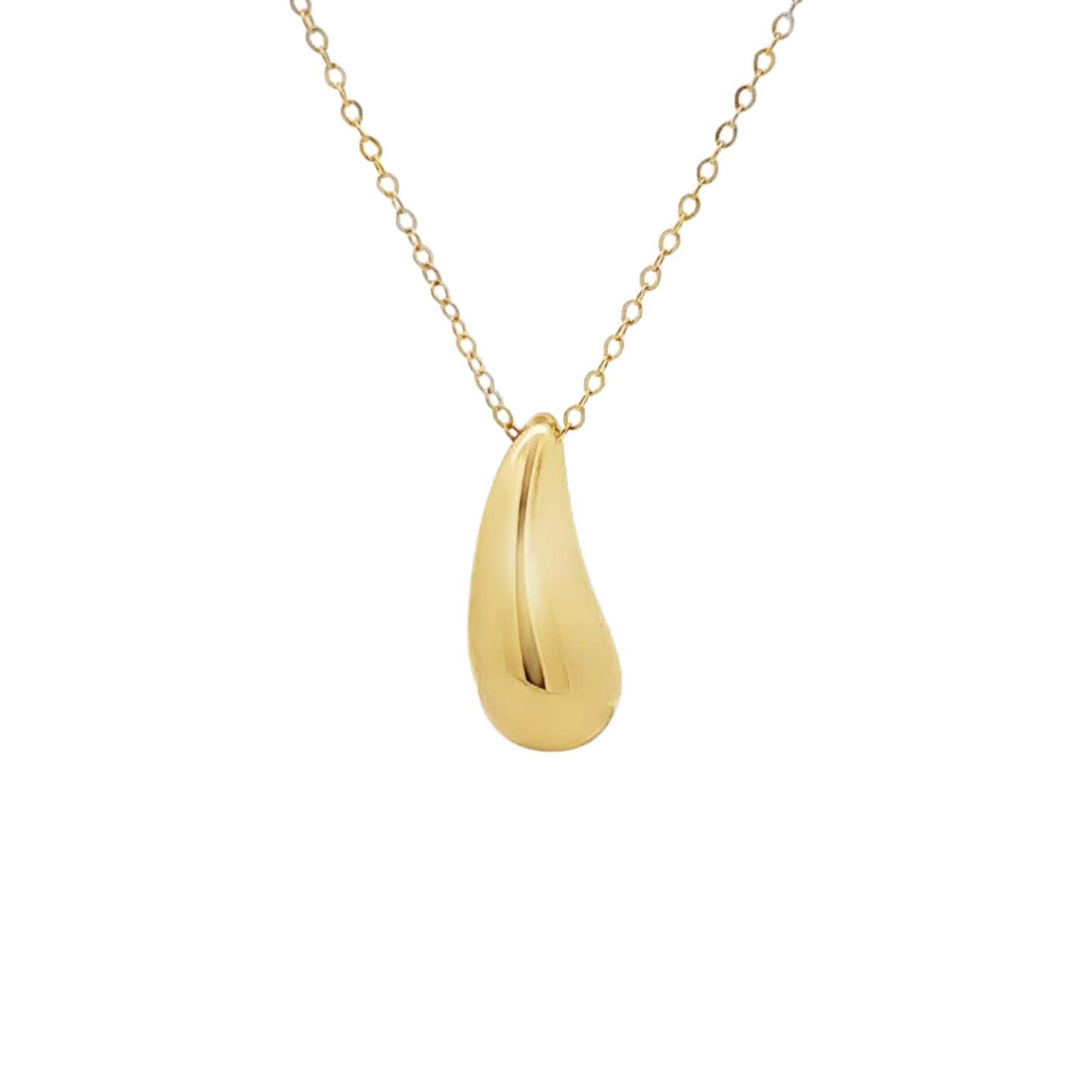 14K Gold Drop Pendant Necklace - Adjustable Length