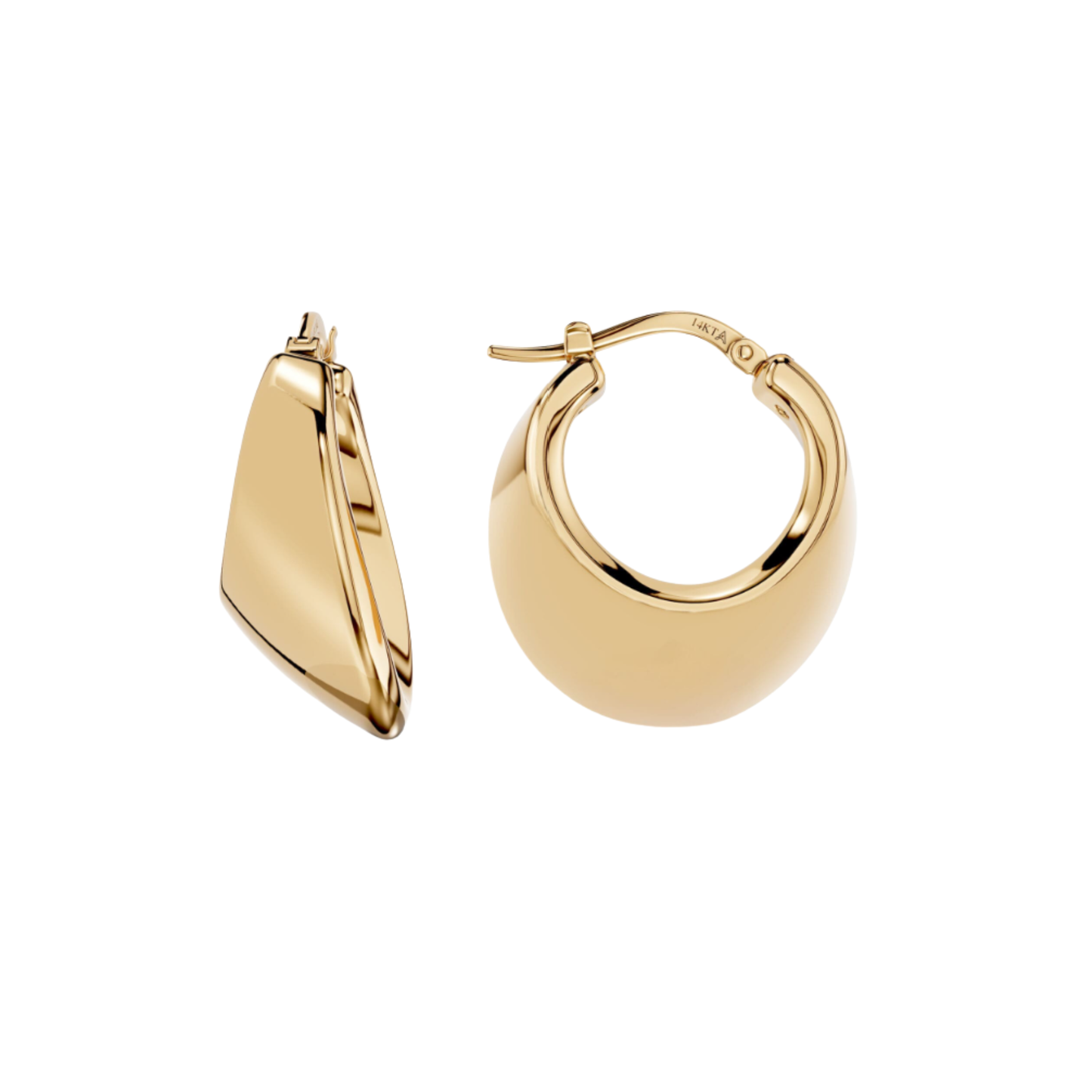 14K Gold Wide Polished Hoop Earrings – Bold Luxury Statement Hoops