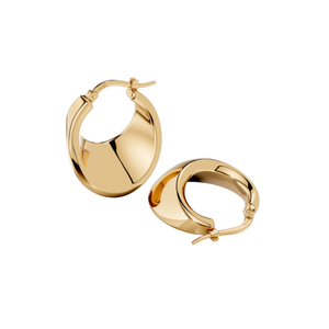 14K Gold Wide Polished Hoop Earrings – Bold Luxury Statement Hoops