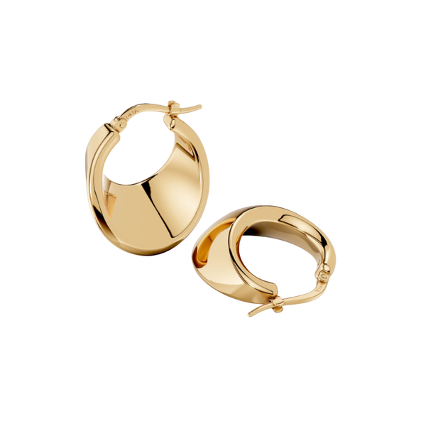 14K Gold Wide Polished Hoop Earrings – Bold Luxury Statement Hoops