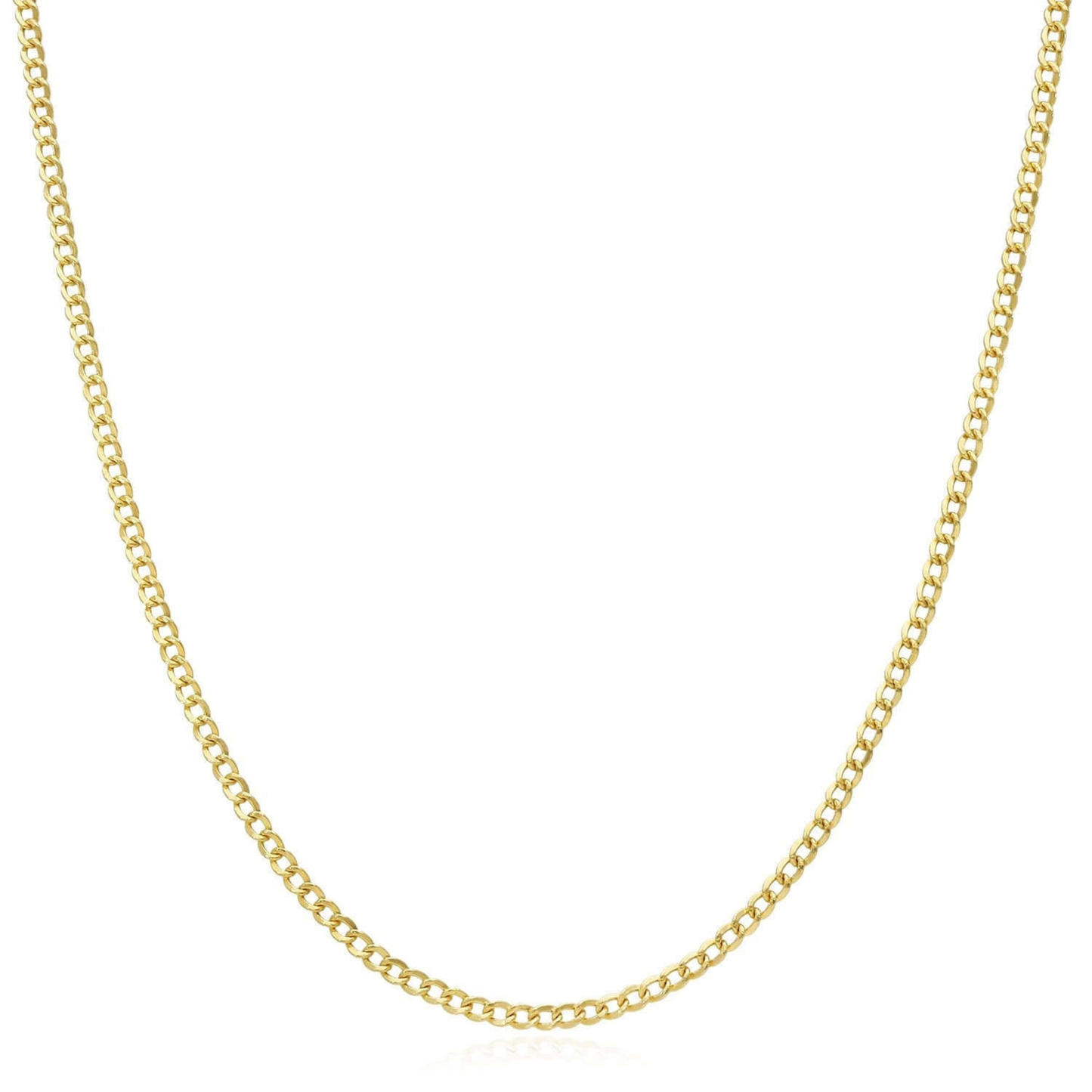 10K Gold 2mm Curb Chain Necklace – Classic Italian Gold Chain