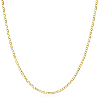 10K Gold 2mm Curb Chain Necklace – Classic Italian Gold Chain